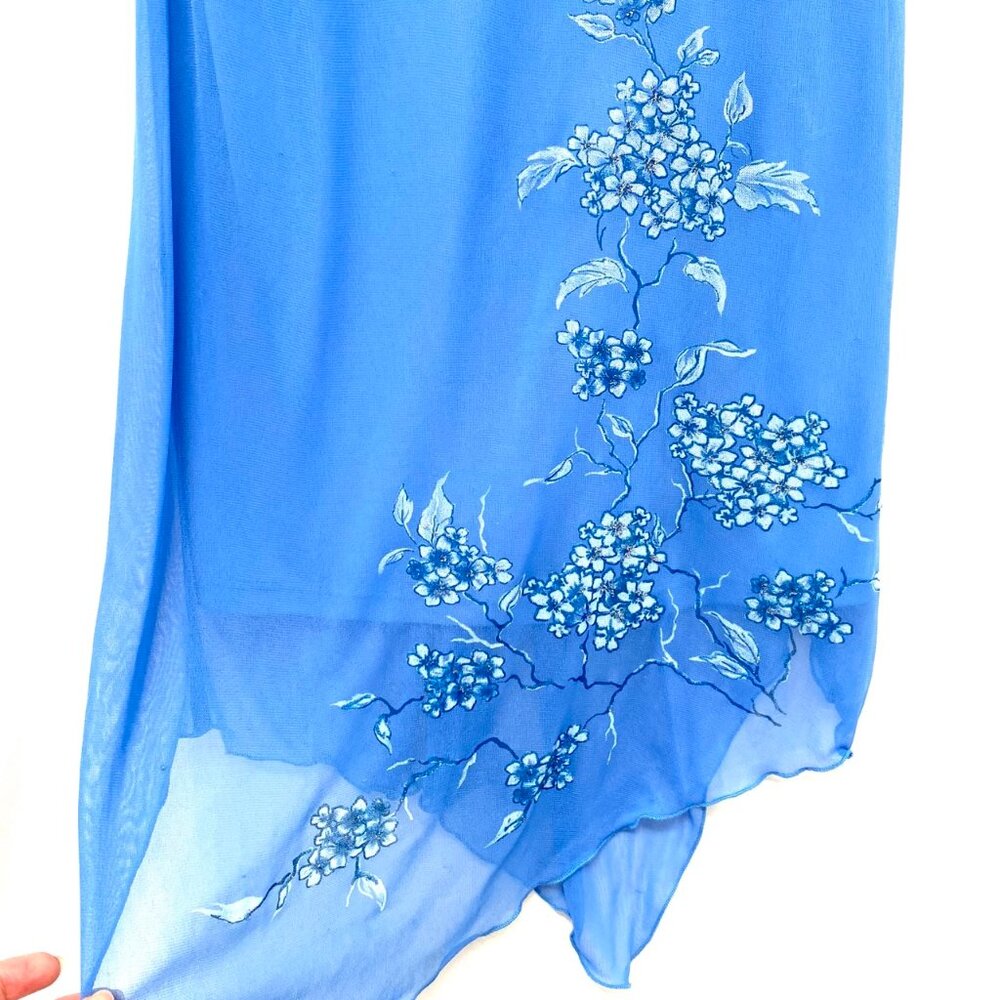 Vtg NWT Byer Too Womens Y2K Sheer Midi Slip Dress Size L Fairycore Floral 90s - Picture 6 of 16